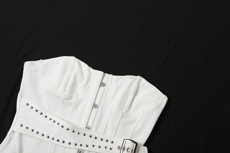 Button buckle corset backless tube top  | Festival Outfits Women