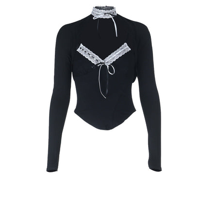 Long sleeve self tie v neck top  | Festival Outfits Women