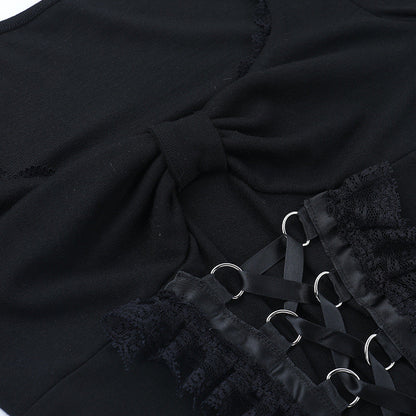 Long sleeve v neck lace hem top  | Festival Outfits Women