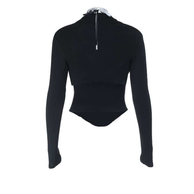 Long sleeve self tie v neck top  | Festival Outfits Women