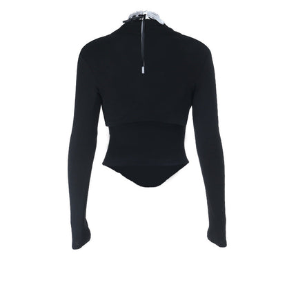 Long sleeve self tie v neck top  | Festival Outfits Women