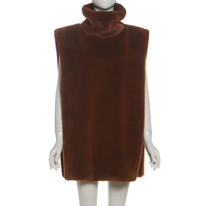 High neck sleeveless fluffy top  | Festival Outfits Women