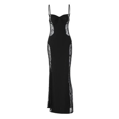 Lace hollow out cami cut out maxi dress  | Festival Outfits Women