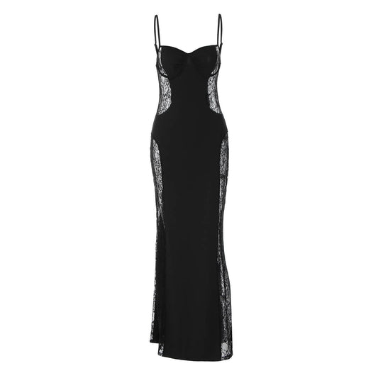 Lace hollow out cami cut out maxi dress  | Festival Outfits Women