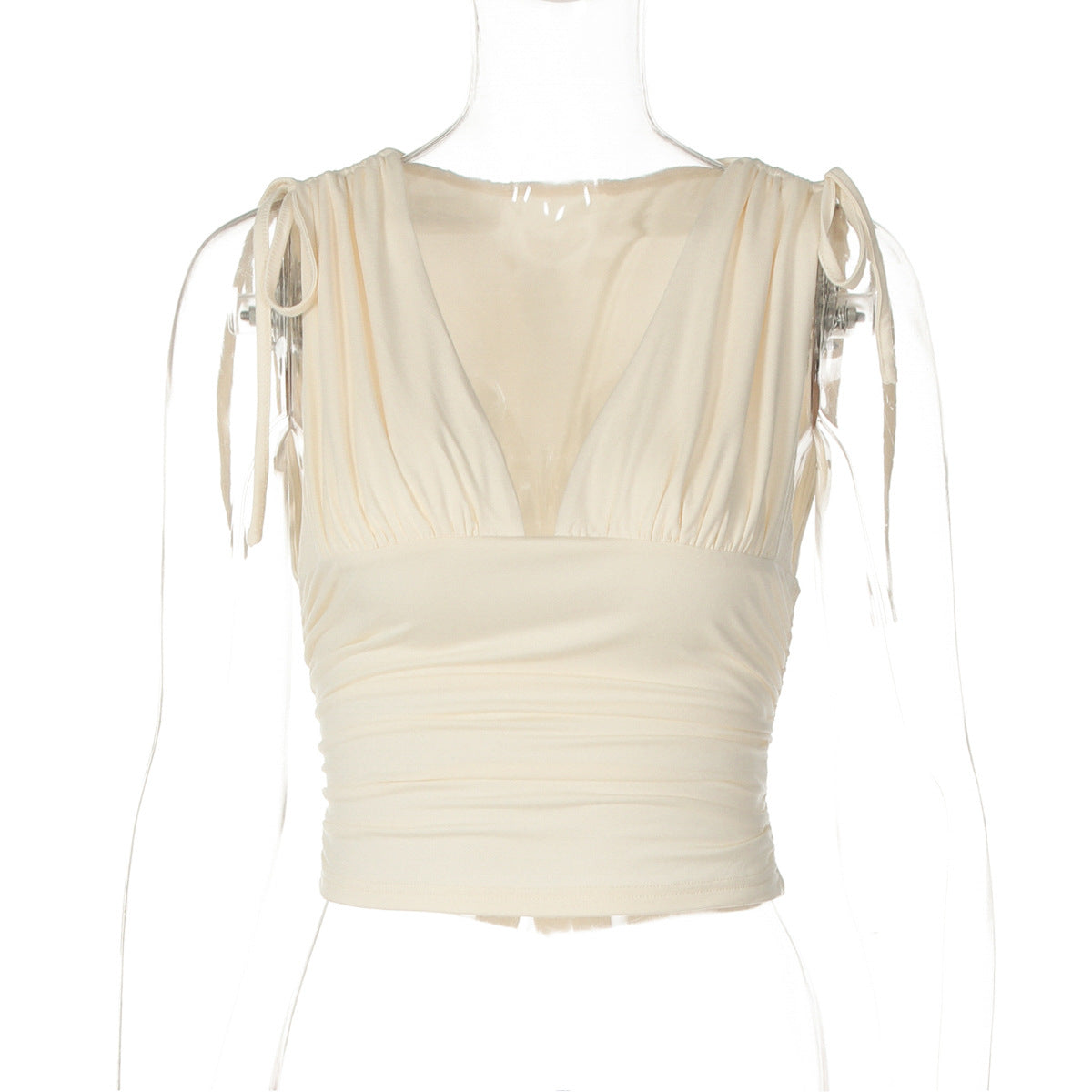 V neck ruched drawstring crop top  | Festival Outfits Women