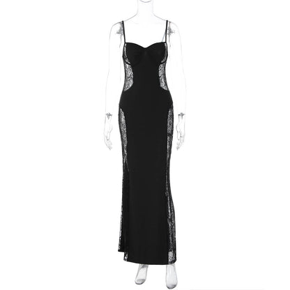 Lace hollow out cami cut out maxi dress  | Festival Outfits Women