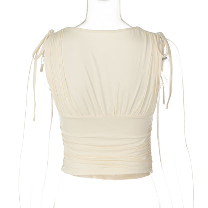 V neck ruched drawstring crop top  | Festival Outfits Women