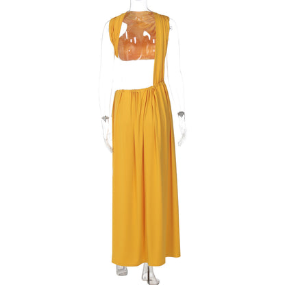 Ruched backless high slit crop maxi skirt set  | Festival Outfits Women