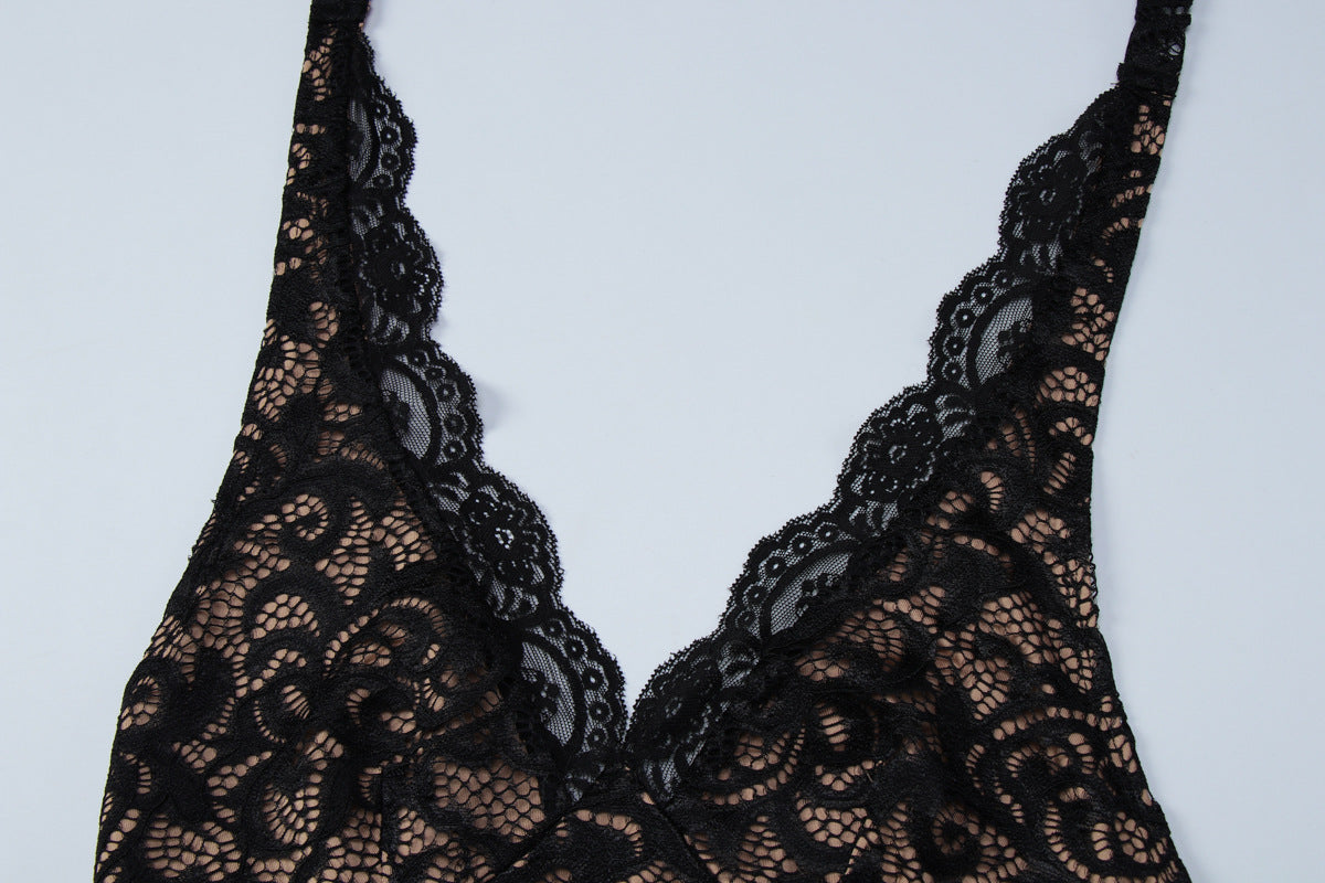 Halter v neck ruffle lace mini dress  | Festival Outfits Women