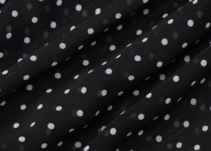 Turnover collar long sleeve button chiffon polka dot mini dress  | Festival Outfits Women
