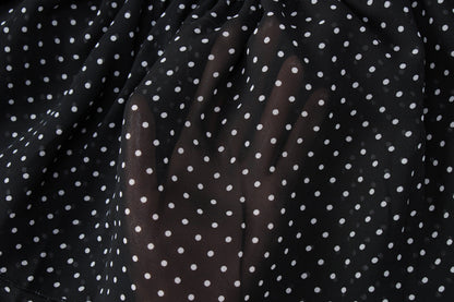 Turnover collar long sleeve button chiffon polka dot mini dress  | Festival Outfits Women