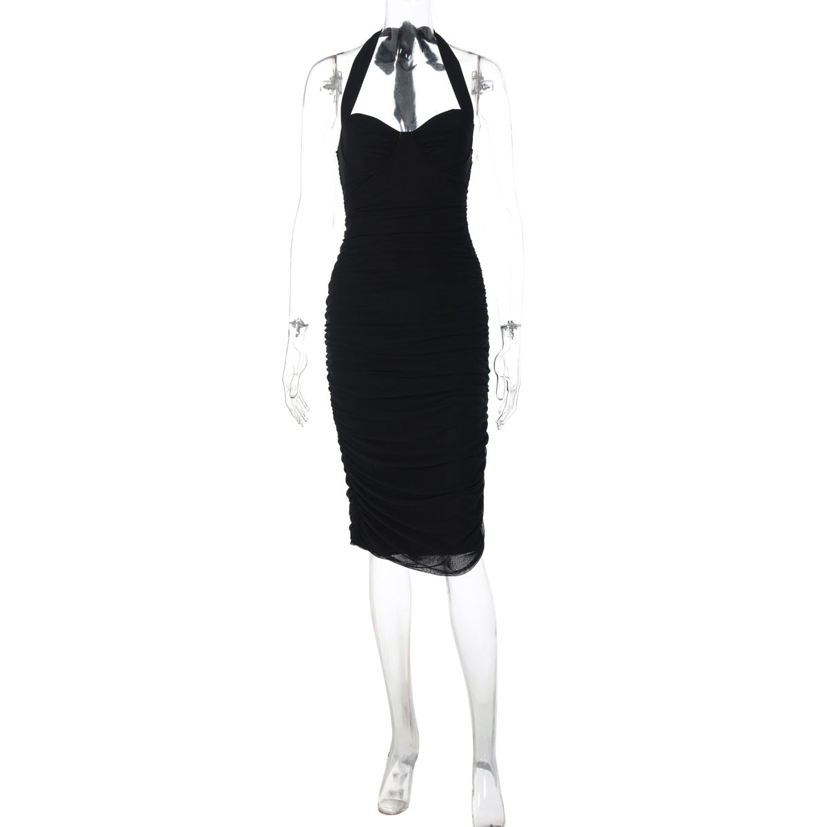 Ruched self tie ruched backless midi dress  | Festival Outfits Women