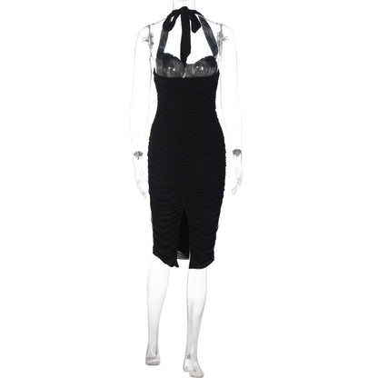 Ruched self tie ruched backless midi dress  | Festival Outfits Women