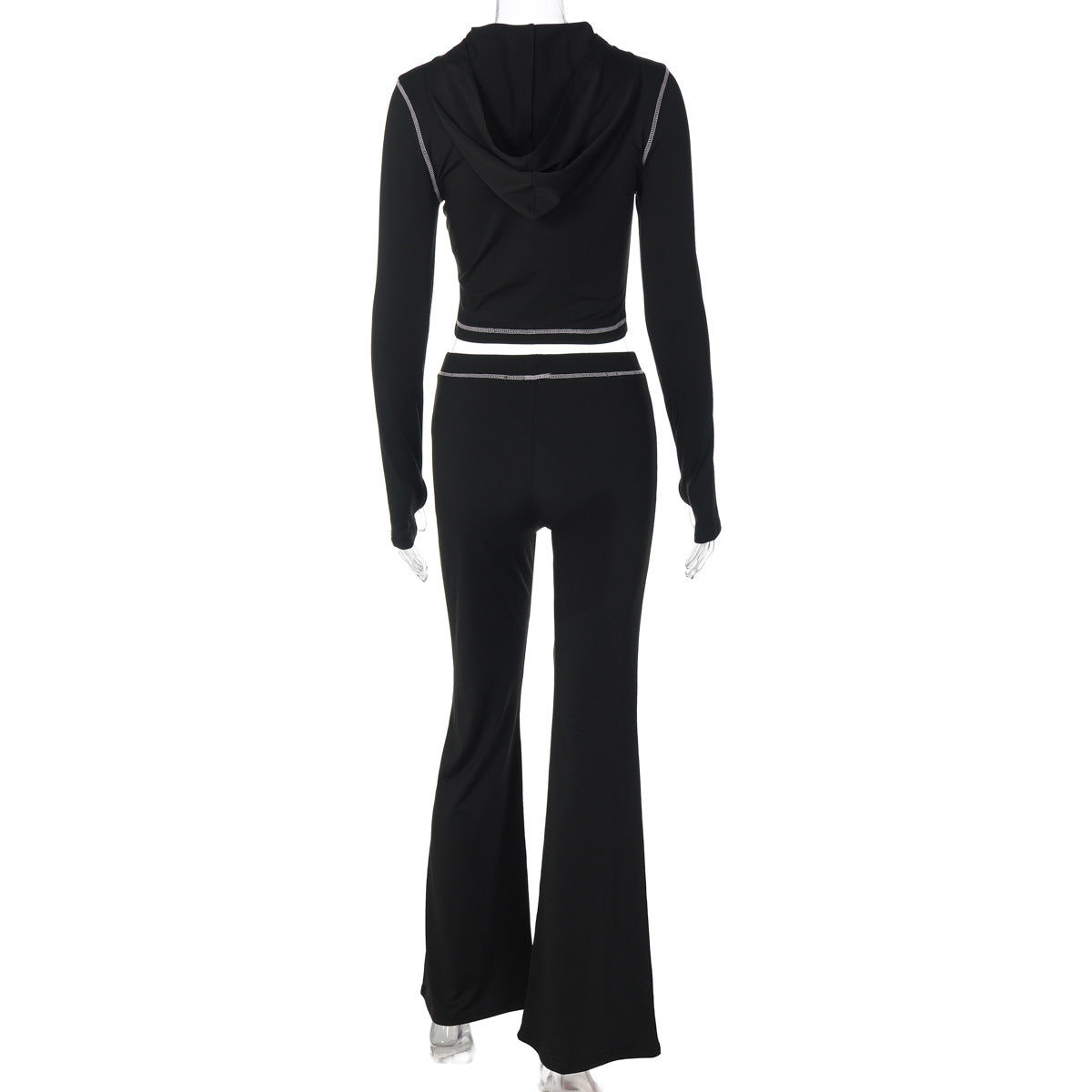 Long sleeve hoodie pattern zip-up pant set  | Festival Outfits Women