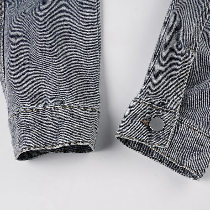 Crewneck zip-up long sleeve denim top  | Festival Outfits Women