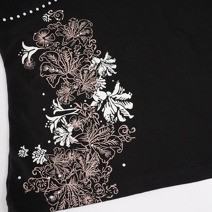 Long sleeve v neck flower pattern top  | Festival Outfits Women