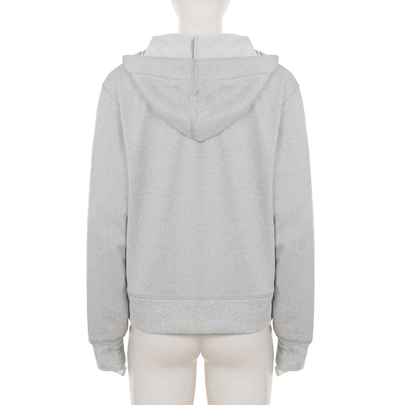 Long sleeve hoodie zip-up abstract top  | Festival Outfits Women