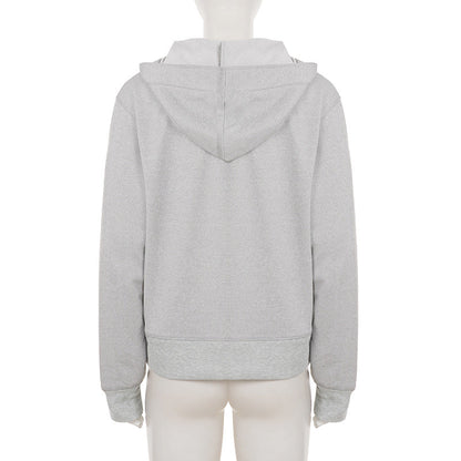 Long sleeve hoodie zip-up abstract top  | Festival Outfits Women