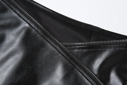 Irregular PU leather velcro mini skirt Cargo Mini Skirt  | Festival Outfits Women