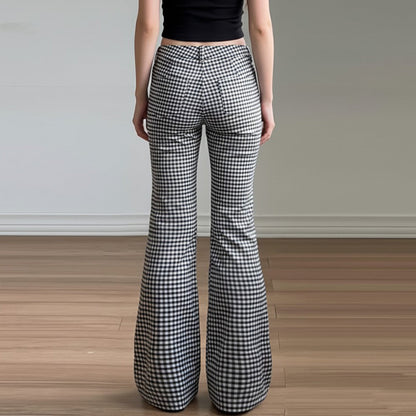Plaid button low rise wide leg pant  | Festival Outfits Women