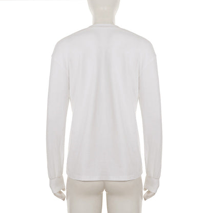 Deep v neck long sleeve solid top  | Festival Outfits Women