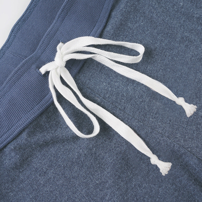 Drawstring letter pattern low rise straight leg pant  | Festival Outfits Women
