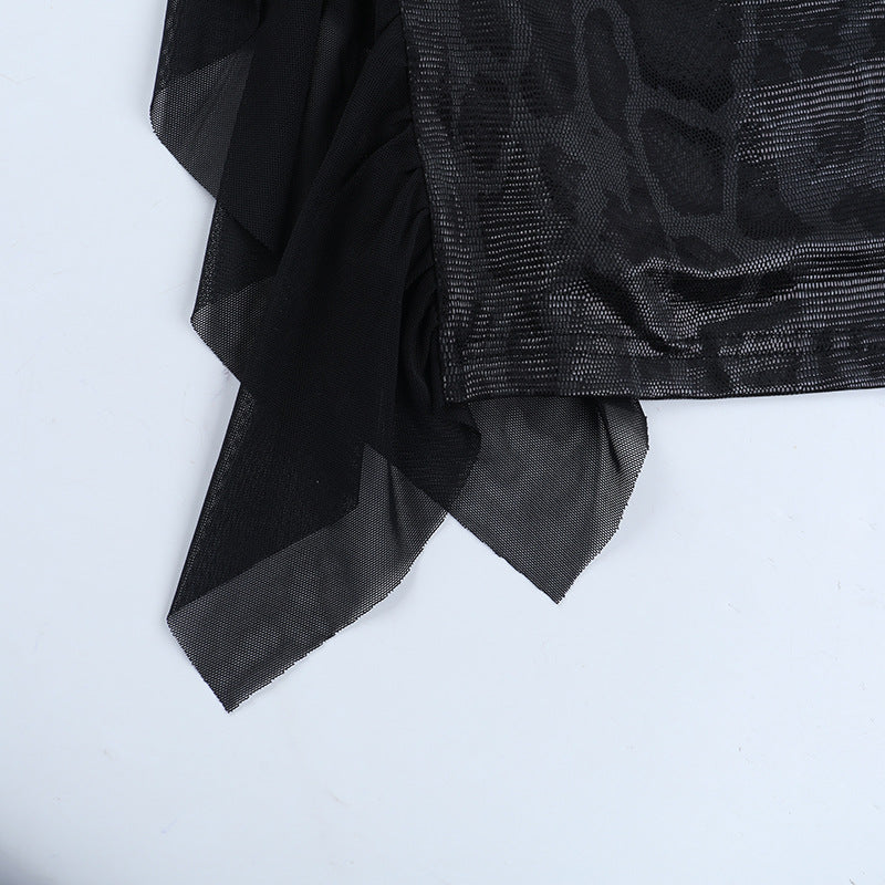 Long sleeve v neck lace hem snakeskin print maxi dress  | Festival Outfits Women