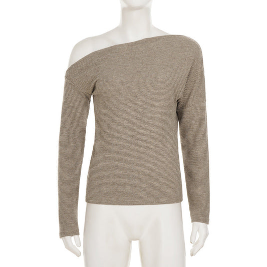 Long sleeve waffle irregular solid top  | Festival Outfits Women