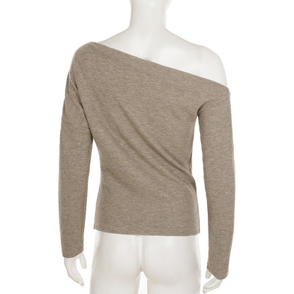 Long sleeve waffle irregular solid top  | Festival Outfits Women