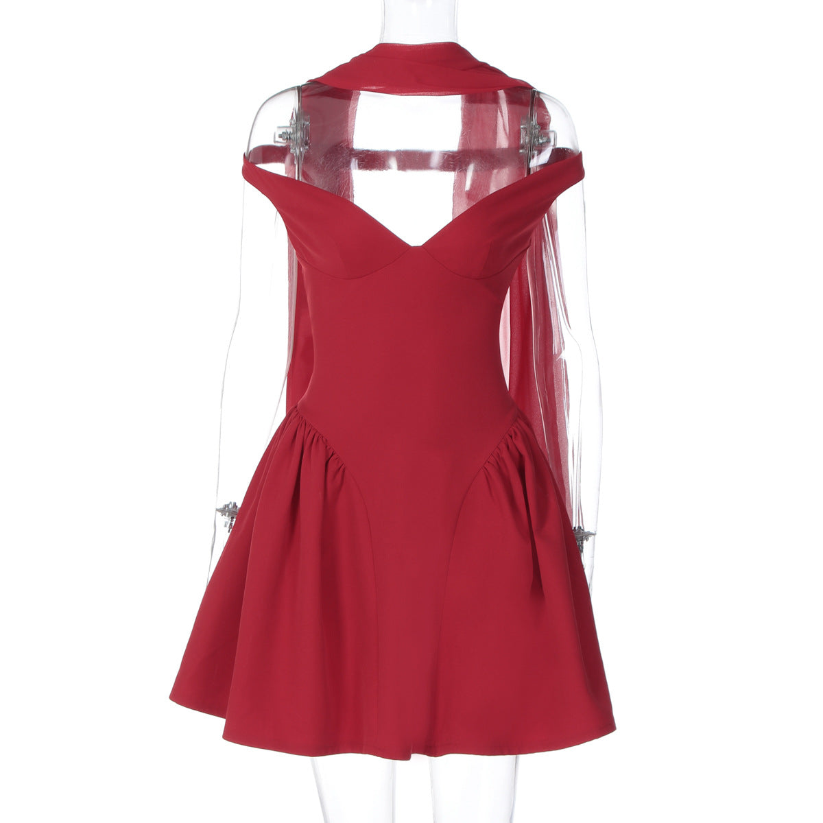 V neck off shoulder solid zip-up mini dress  | Festival Outfits Women
