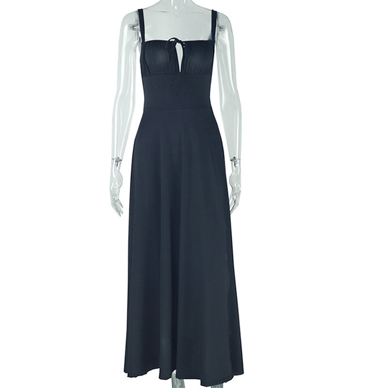 Square neck hollow out self tie cami cut out maxi dress  | Festival Outfits Women
