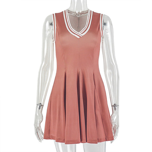 V neck sleeveless contrast mini dress  | Festival Outfits Women