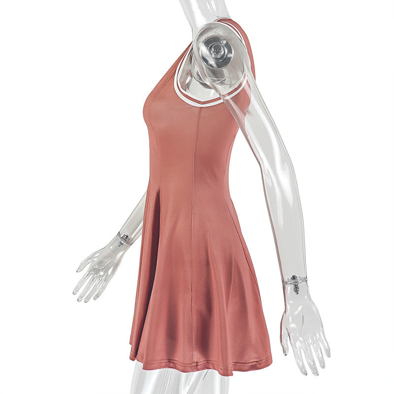 V neck sleeveless contrast mini dress  | Festival Outfits Women