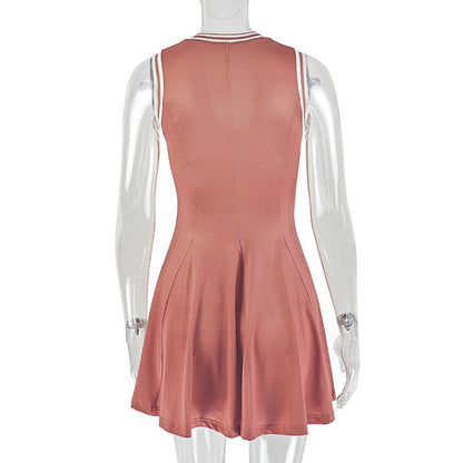 V neck sleeveless contrast mini dress  | Festival Outfits Women