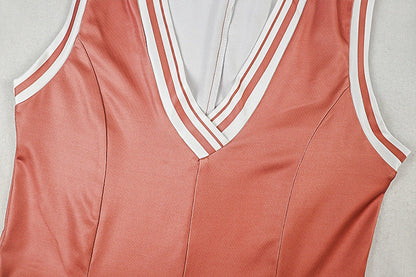 V neck sleeveless contrast mini dress  | Festival Outfits Women