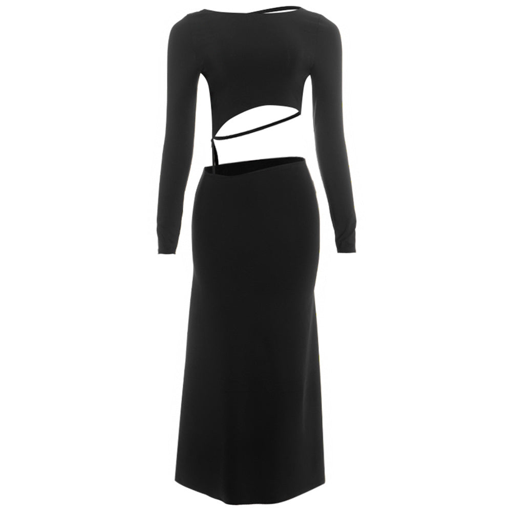Long sleeve backless solid maxi dress  | Festival Outfits Women