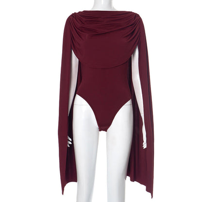 Cowl neck ruched solid bodysuit  | Festival Outfits Women