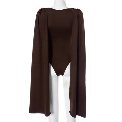 Cowl neck ruched solid bodysuit  | Festival Outfits Women