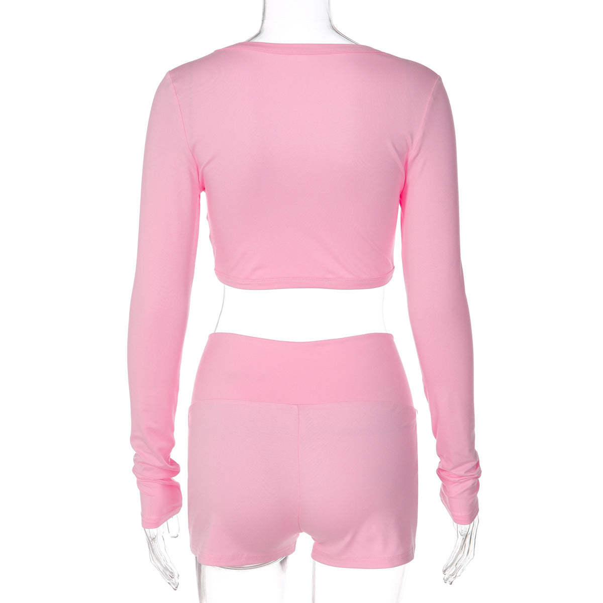 Long sleeve ruched v neck solid short pant set  | Festival Outfits Women