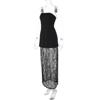 Lace backless tube maxi skirt set  | Festival Outfits Women