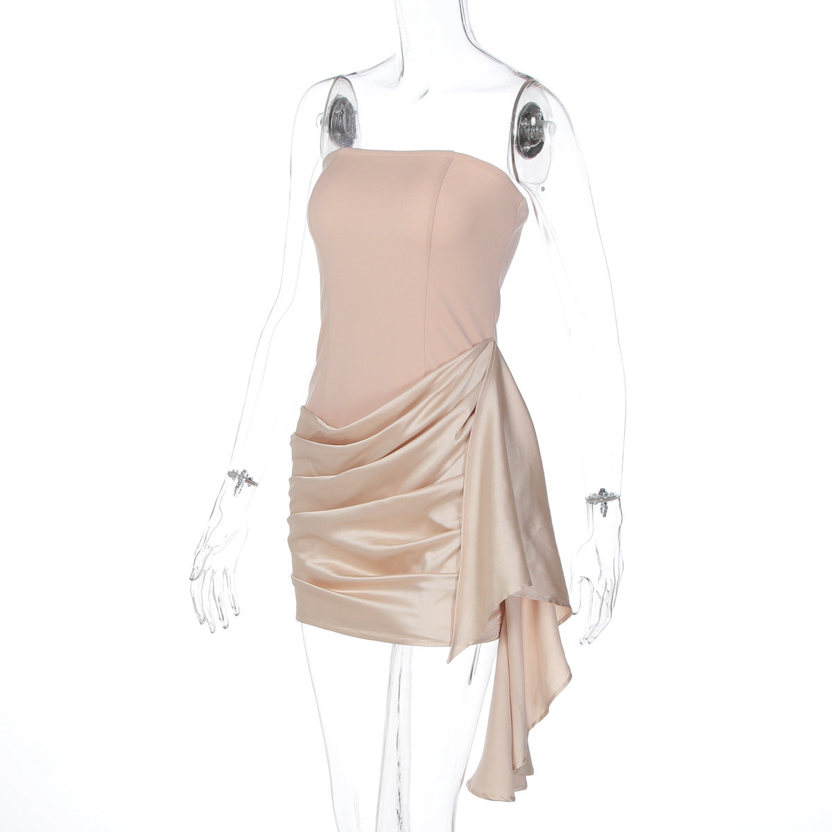 Satin ruched backless tube dress  | Festival Outfits Women