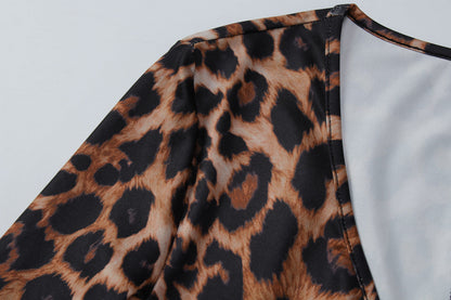 Leopard print v neck long sleeve romper  | Festival Outfits Women