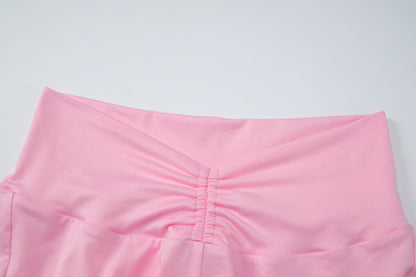 Long sleeve ruched v neck solid short pant set  | Festival Outfits Women