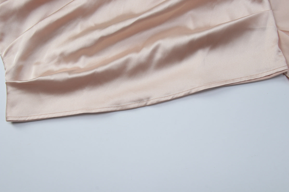 Satin ruched backless tube dress  | Festival Outfits Women