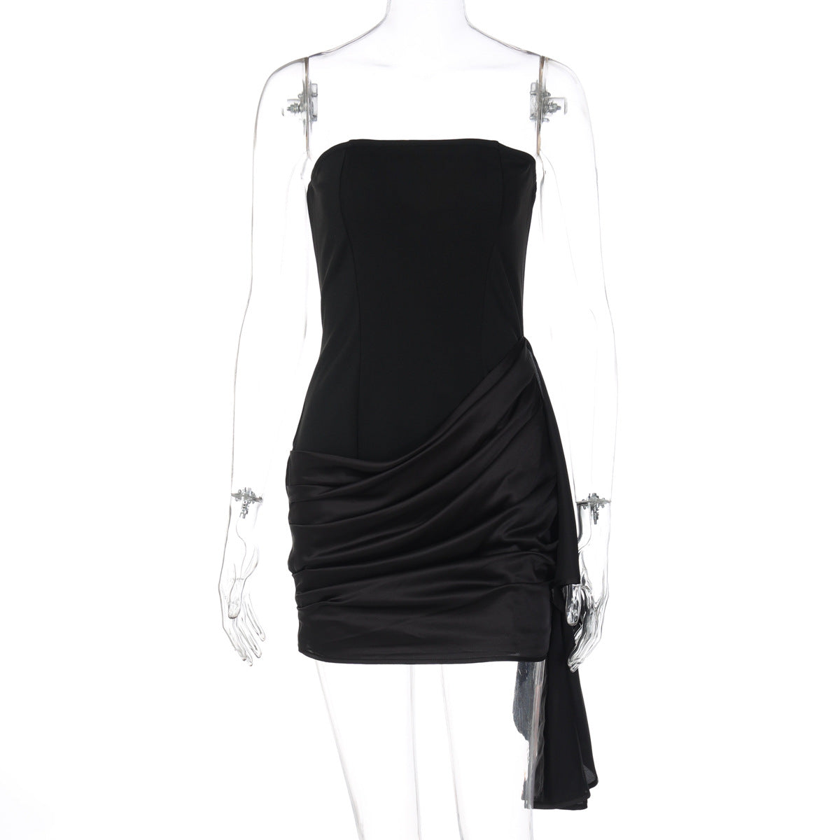 Satin ruched backless tube dress  | Festival Outfits Women