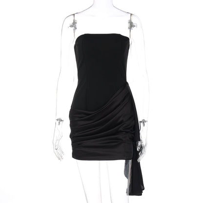 Satin ruched backless tube dress  | Festival Outfits Women