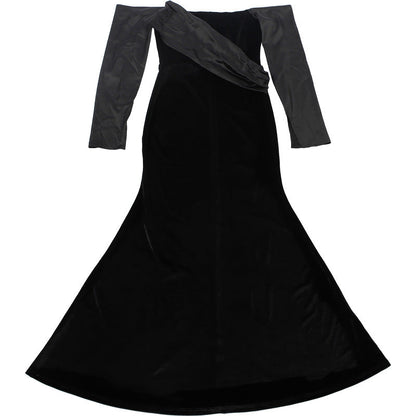 Off shoulder long sleeve velvet ruched maxi dress  | Festival Outfits Women