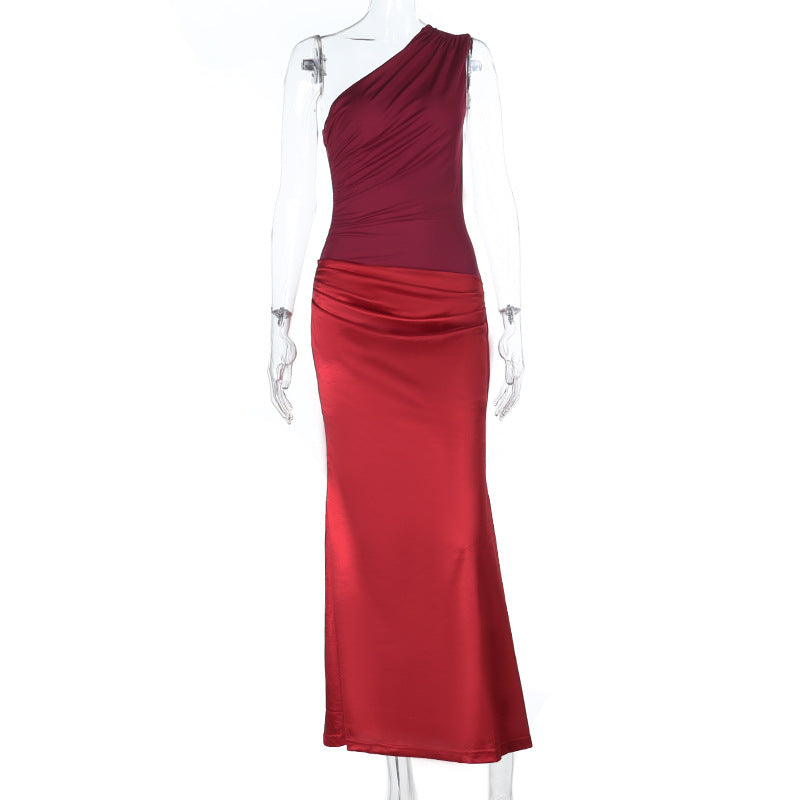 One shoulder ruched irregular maxi dress  | Festival Outfits Women