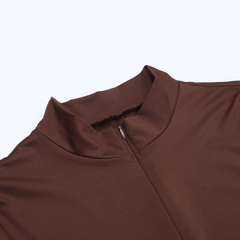 Gloves long sleeve crewneck zip-up solid jumpsuit  | Festival Outfits Women