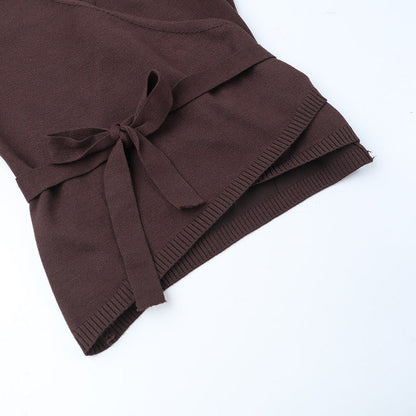 Long sleeve v neck self tie drawstring pant set  | Festival Outfits Women